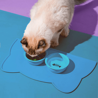 Tapis silicone chat KittyPlacemat bleu - protège le sol des éclaboussures
