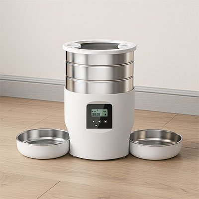 "Distributeur automatique de croquettes pour chat programmable avec écran LCD"