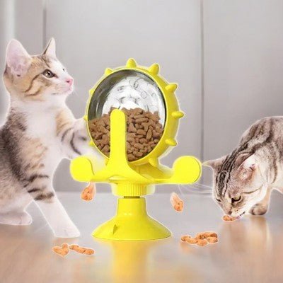 Distributeur croquettes chat WhirlCatFeeder jaune contrôle portions
