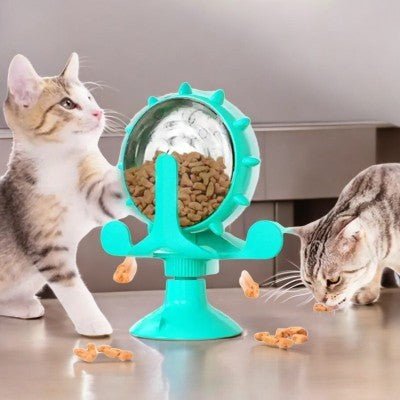 Distributeur de croquettes pour chat WhirlCatFeeder bleu - contrôle portions
