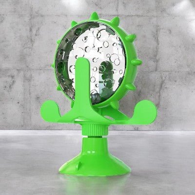 Distributeur WhirlCatFeeder vert système anti-glouton détaillé
