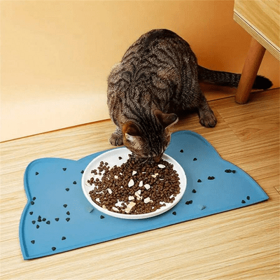 Tapis en silicone KittyPlacemat bleu - design pratique et dimensions idéales

