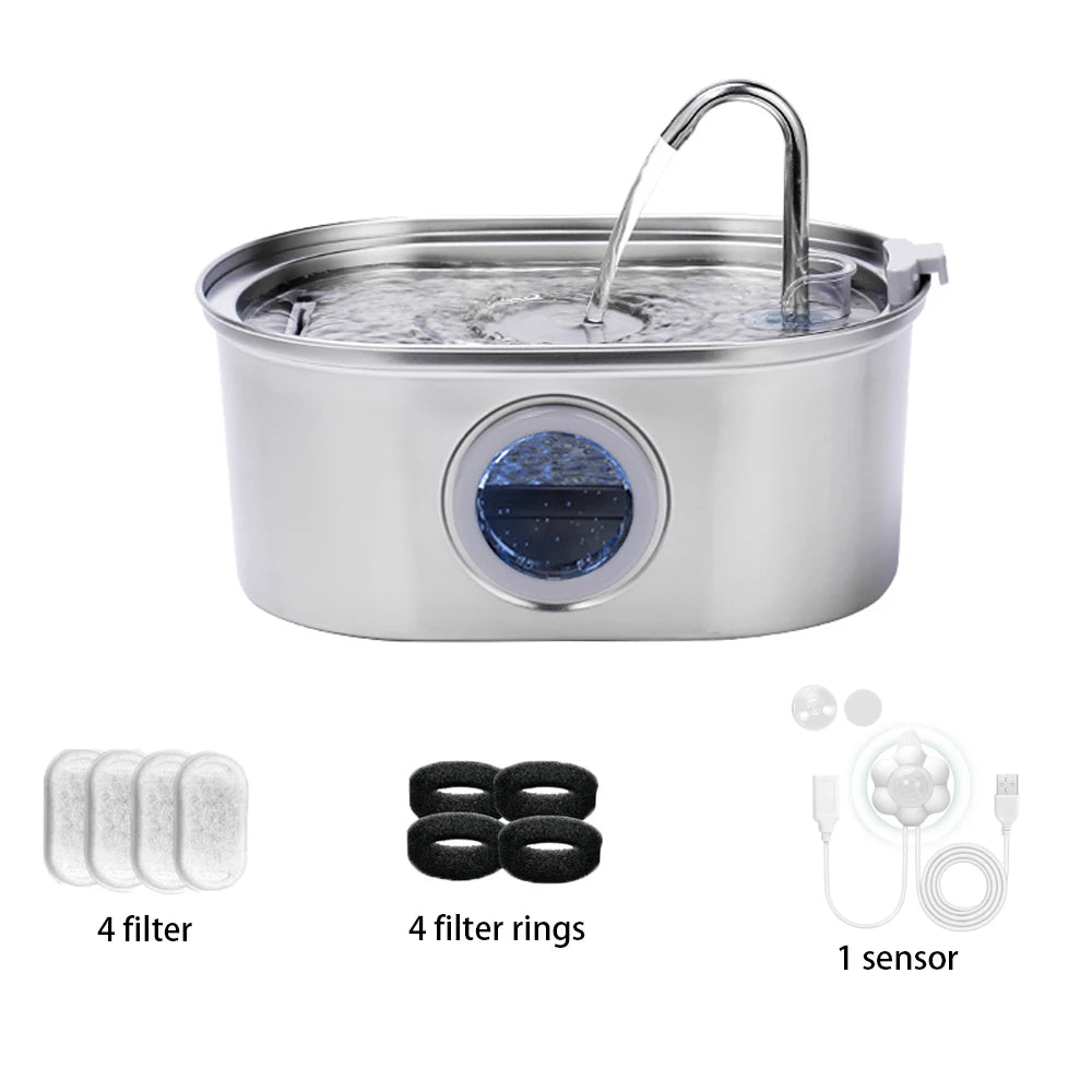 Fontaine silencieuse pour chat Clairinox avec pompe ultra-silencieuse et circulation continue