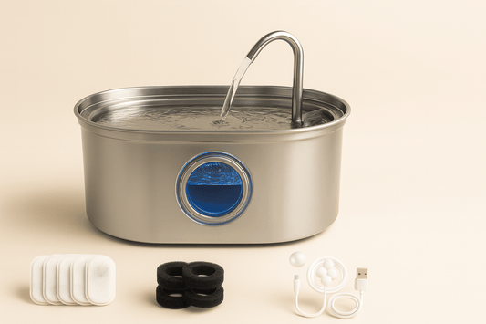 Fontaine à eau pour chat Clairinox en acier inoxydable 3.2L avec LED bleue et capteur intelligent