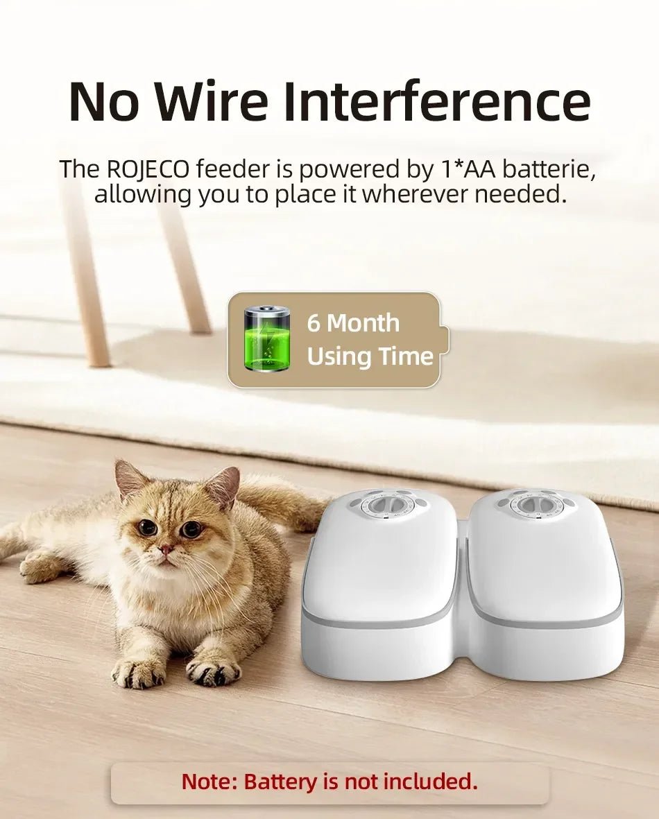 Distributeur automatique chat sans fil à batterie avec 6 mois d'autonomie - placement libre sans câble