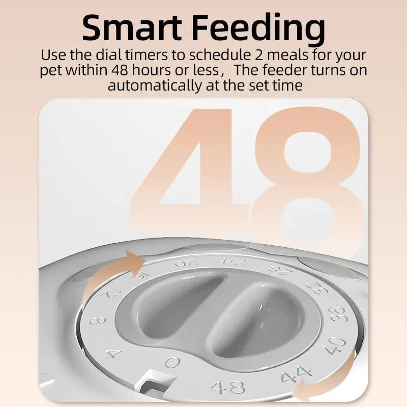 Minuterie programmable distributeur chat - 2 repas automatiques dans 48h avec cadran de réglage