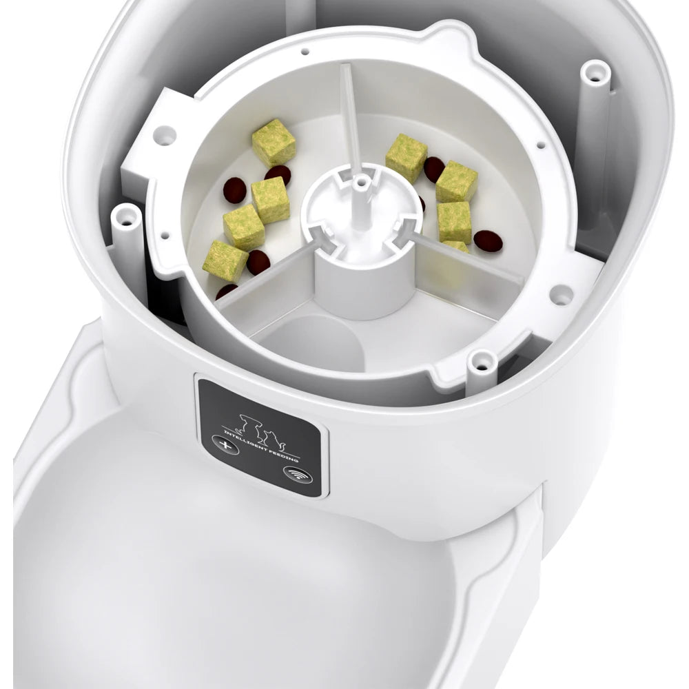 Distributeur croquettes chat automatique WiFi 4L blanc design moderne