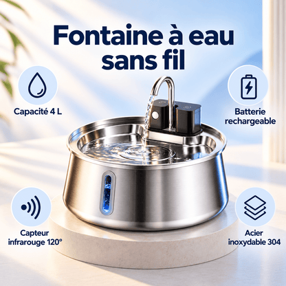 Présentation fontaine-a-eau-chat-sans-fil-4l-robinet-capteur-120-inox-304-45-jours-dautonomie