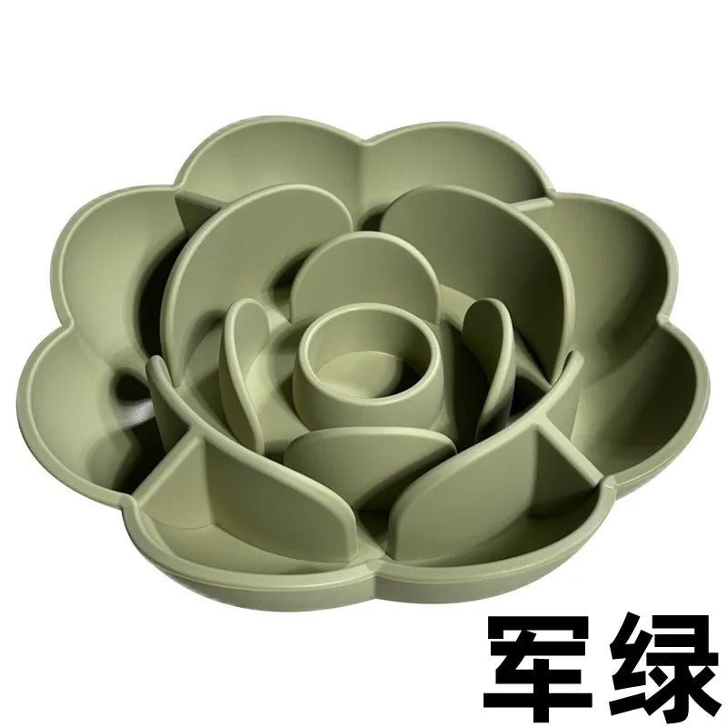 Gamelle anti glouton base antidérapante pour chat vert militaire