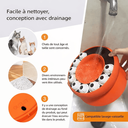Gamelle anti-glouton pour chat facile à nettoyer avec drainage - Compatible lave-vaisselle, adaptée tous âges et environnements