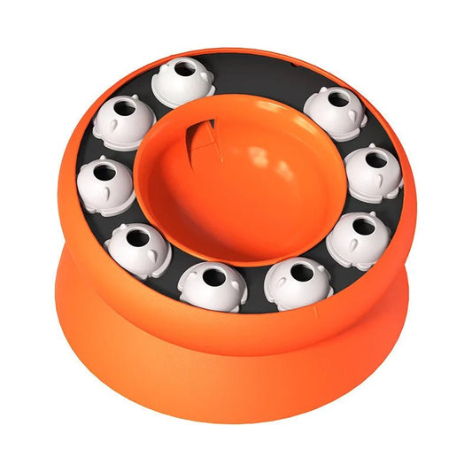 Gamelle anti-glouton interactive pour chat – Puzzle slow feeder orange, alimentation lente et stimulation mentale.