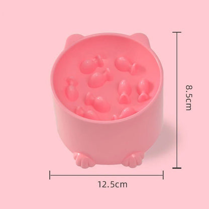 Gamelle anti glouton chat FeliBowl couleur rose - bol ralentisseur design fleur