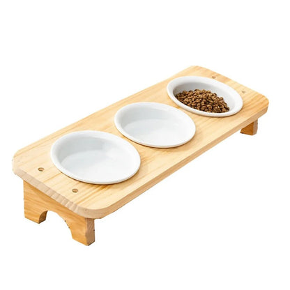gamelle-chat-inclinee-anti-vomissement-ceramique-bois-miaoutable 3 Bols