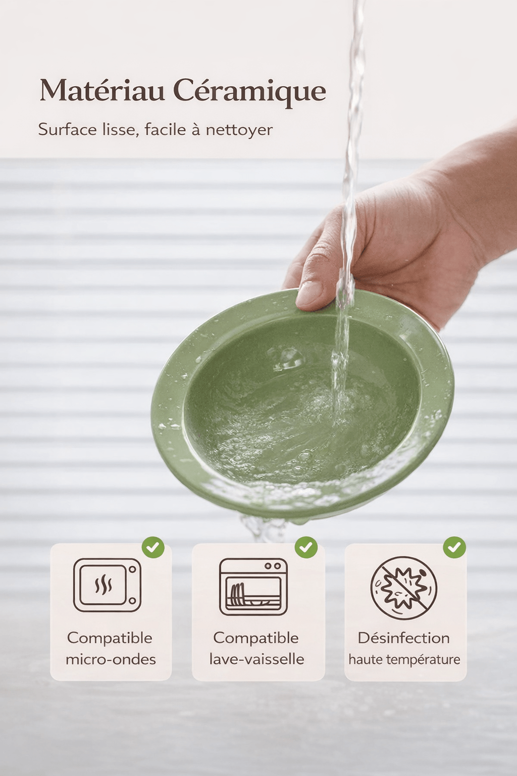 Bol en céramique pour chat MiaouTable™, surface lisse, compatible micro-ondes, lave-vaisselle et démontage haute température.