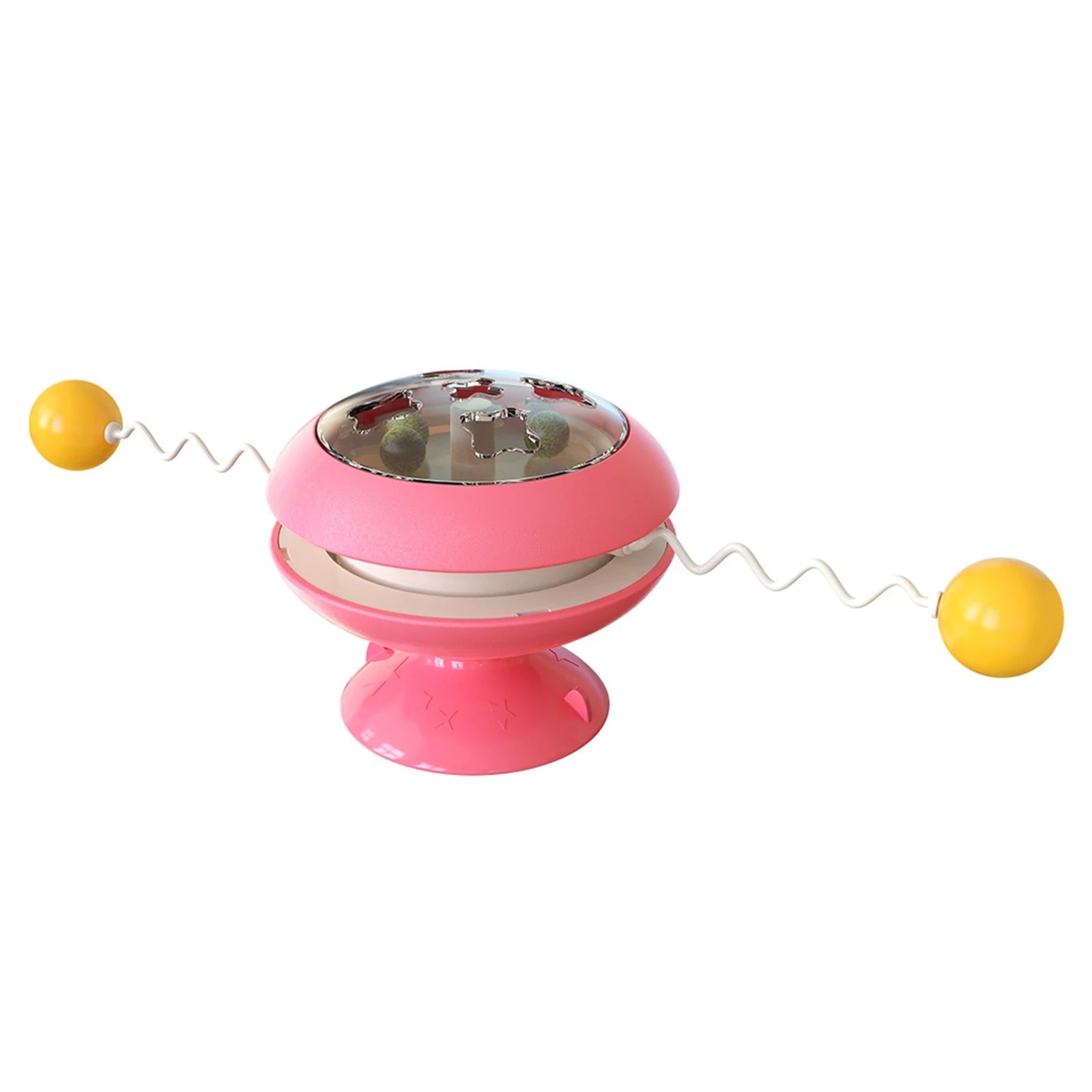 Jouet Distributeur Chat Rotatif Dôme Transparent - Rose