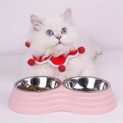 Gamelle chat design ergonomique rose vue principale