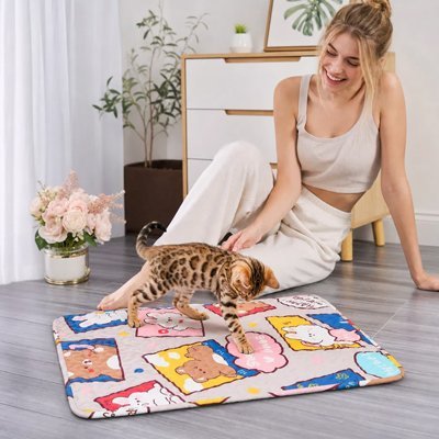 Tapis rafraichissant Chat avec  chat et maître 