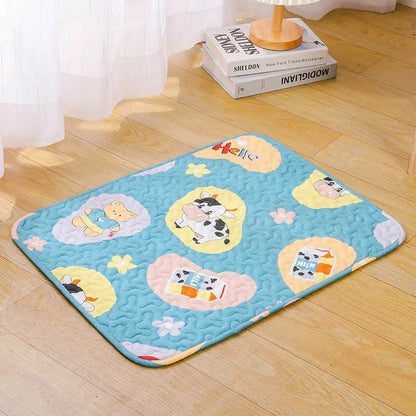 Tapis motifs vache laitière bleue