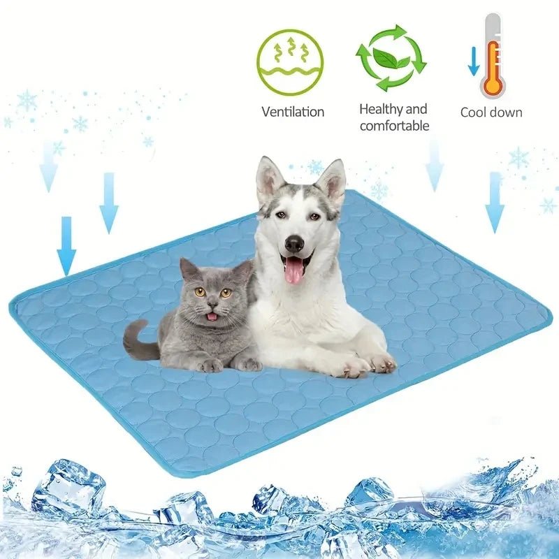 Tapis rafraîchissant bleu pour chat et chien – ventilation, confort et effet refroidissant