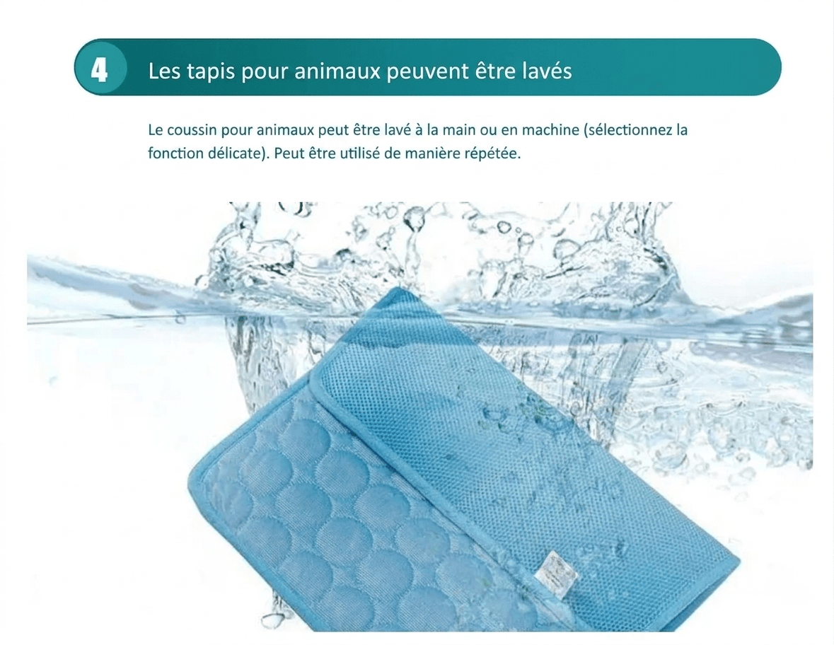Tapis rafraîchissant pour animaux lavable à la main ou en machine – réutilisable et facile d'entretien